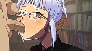 koga akemi blows cock in library hentai game