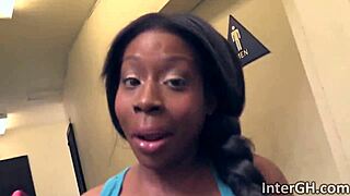 Hot ebony babe, wanna suck this huge cock through the glory hole?