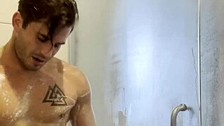 Intense solo shower masturbation with steamy self-pleasure and wet bathing