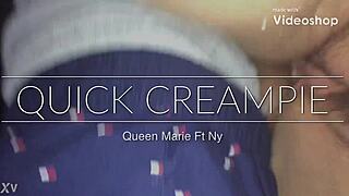 I got a quick creampie from my fat chubby wife on webcam