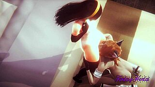 Violette gives handjob, blowjob, cunnilingus, and gets fucked in Incredibles hentai.