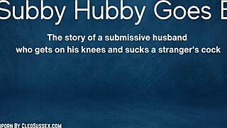 Submissive husband sucks big cock eagerly