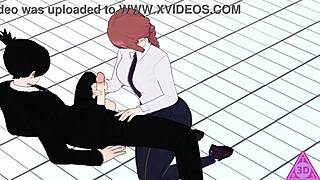 Bold Hentai Sex With Makima Aki Hayakawa Blowjob Handjob Cumshot