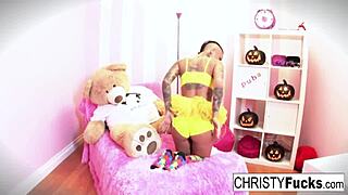 christy mack dresses up for halloween then plays with her ass and pussy