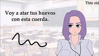 spanish teacher punishes balls with rope joi