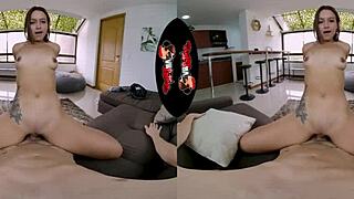Beautiful little 18+ Latina experiences her first porn scene in VR with POV reality