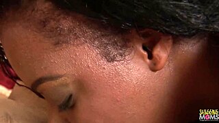 Two ebony babes licking pussies, horny BBC joins 😏