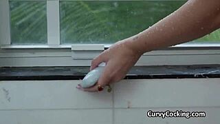 Blonde In Bikini Enjoys Shower With Interracial Partner