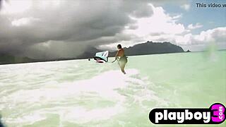 Four lesbians get wet outdoors playing