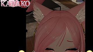 catgirl enjoys her cosplay outfit in anime style