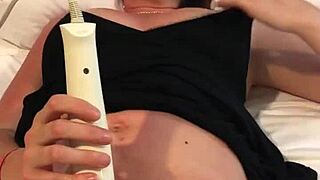 Intense pleasure builds as cum slut uses hitachi for explosive masturbation orgasm