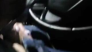 Cute Brunette Deepthroats Huge Cock in Public Car