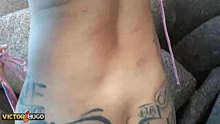Man Enjoys Outdoor Fun With Tattooed Latina Evelyn Buarque