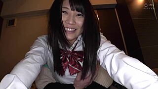 cute japanese teen in school uniform homemade video