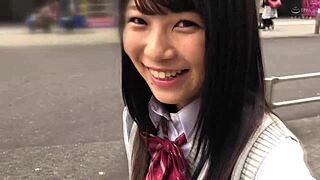 cute japanese teen in school uniform homemade video