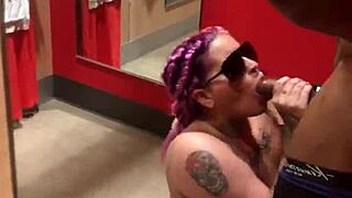 dressing room latina sucks huge black cock