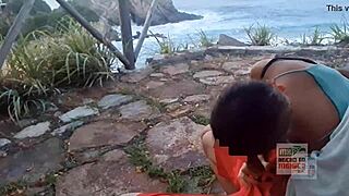 at mexican nudist festival, voyeurs watch petite teens masturbate on beach