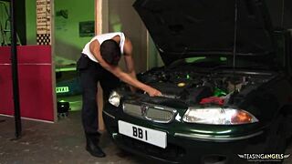 Brunette Femdom Craves Cock in Garage Ambush