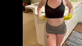 Nympho Naomi fucks as sexy maid with shaved pussy and big boobs