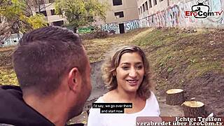 Busty tattooed German picked up for outdoor sex