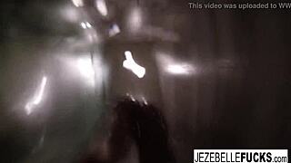 jezebelle bond steams up the shower, flaunting her big tits and pussy.