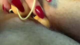 Redhead Babe Plays with Big Tits and Pussy with Balls