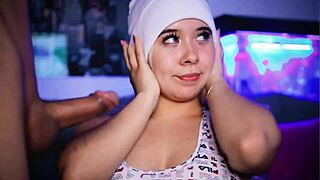 She's cute blonde and seducing her boyfriend's cock online