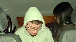 Nervous teen's first paid sex with street prostitute in car. she removes condom for intense encounter