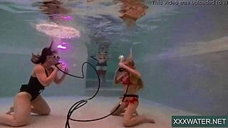 super hot underwater girls stripping and masturbating together