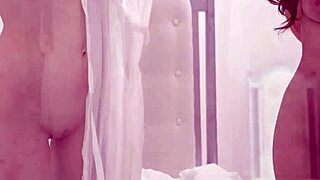 Pretty teen in rope suspension during threesome with other ladies