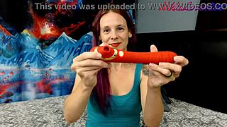 petite girl explores dildo and vibrator in intimate review