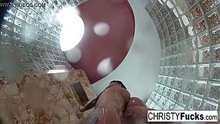 Hot shower fun with Christy, Dahlia, Ivan.