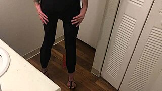 sexy tranny rides cock in leggings