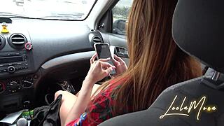 Leela Moon Flashes Tits and Pussy in Public Street for First Time Experience