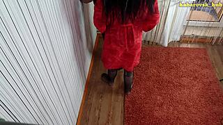 Owner Dominates Beauty with Massive Dildo in Intense Stockings Fetish Session.