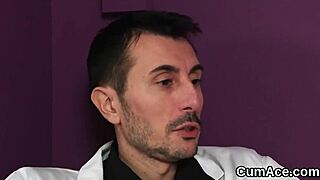 flirty peach swallows sperm on face