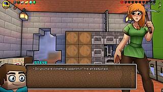 hornycraft parody hentai game pornplay ep 5, the cowgirl touches my morning boner