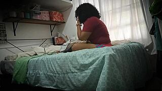 Hidden phone in aunt's room spies on her hot big ass while she changes.