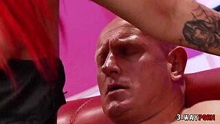 Intense Double Penetration Bangs Cute Redhead In Threesome.