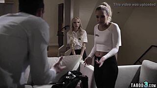 Teen bffs fuck stranger's monster cock in taboo threesome.