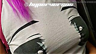 mexican woman masturbates on the subway while showing her panties and breasts.