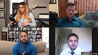 Brooklyn chase, the huge tits employee, masturbates unknowingly on video chat