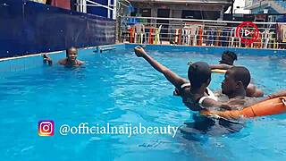 beauty enjoys fun in the pool!