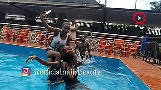 beauty enjoys fun in the pool!