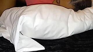 Ebony teen 18+ slut seduces neighbor for quick fucking session in the backyard