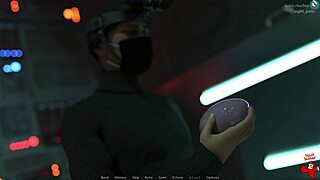 in this golden mean episode, a redhead character explores in lingerie during the 3d game adventure.