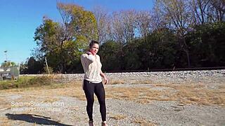 Large ass brunette wife gets in public