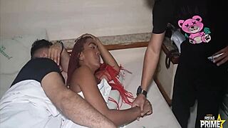 hey, that cuckold leaves while rich guy eats wife's pussy