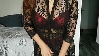 Beautiful Stepmother Explores Her Intimate Areas With A Vibrant Dildo Toy