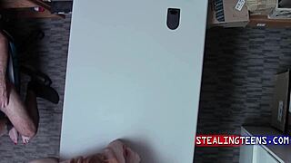 Heartless cops corner busty milf and her teen stepdaughter in the shop for some rough handling